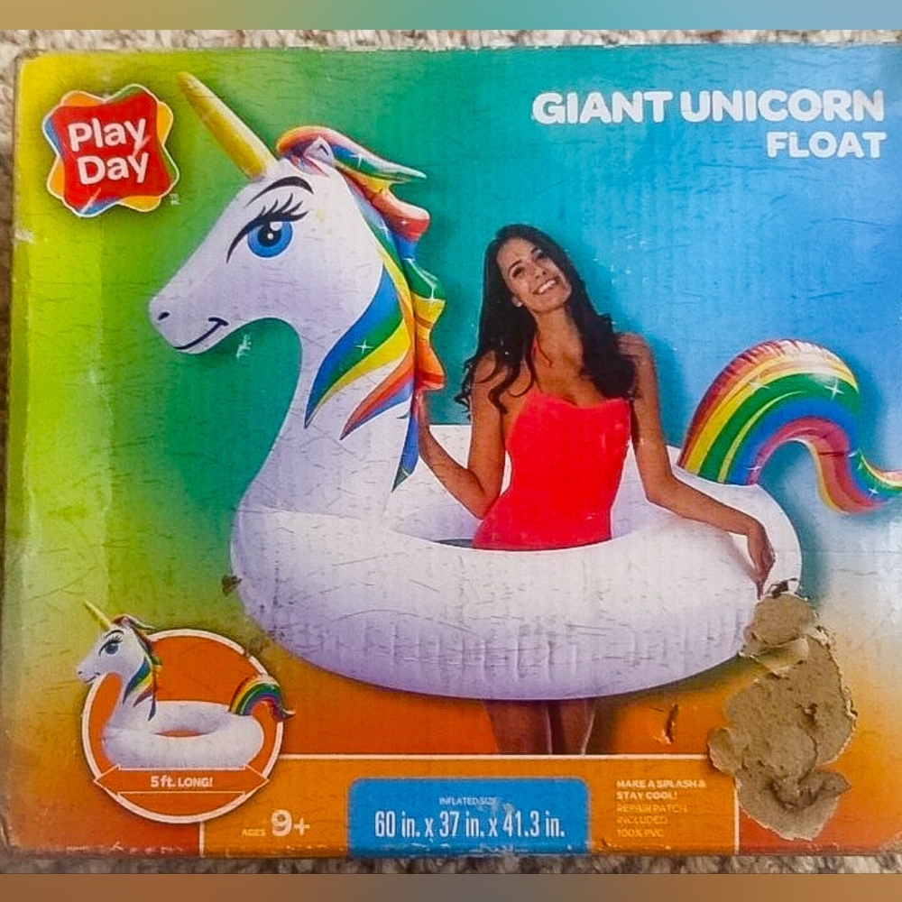 *Brand New in Box* Play Day 5ft Long Inflatable Giant Unicorn Float